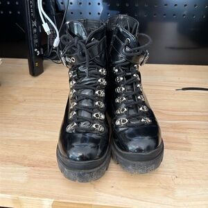 Free People x Jeffrey Campbell Black Combat Boots lace-up 6.5 ($198)